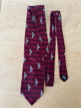 bill blass Burgundy Patterned Silk Tie